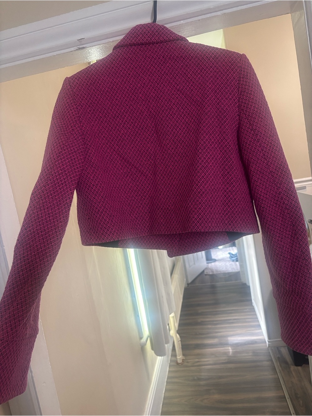 Zara Cropped Double-Breasted Raspberry Pink Blazer - Picture 4 of 4